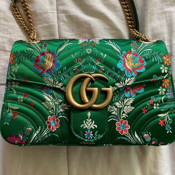 SOLD! RARE! GUCCI SILK FLORAL MARMONT BAG MEDIUM - Picture 1 of 7